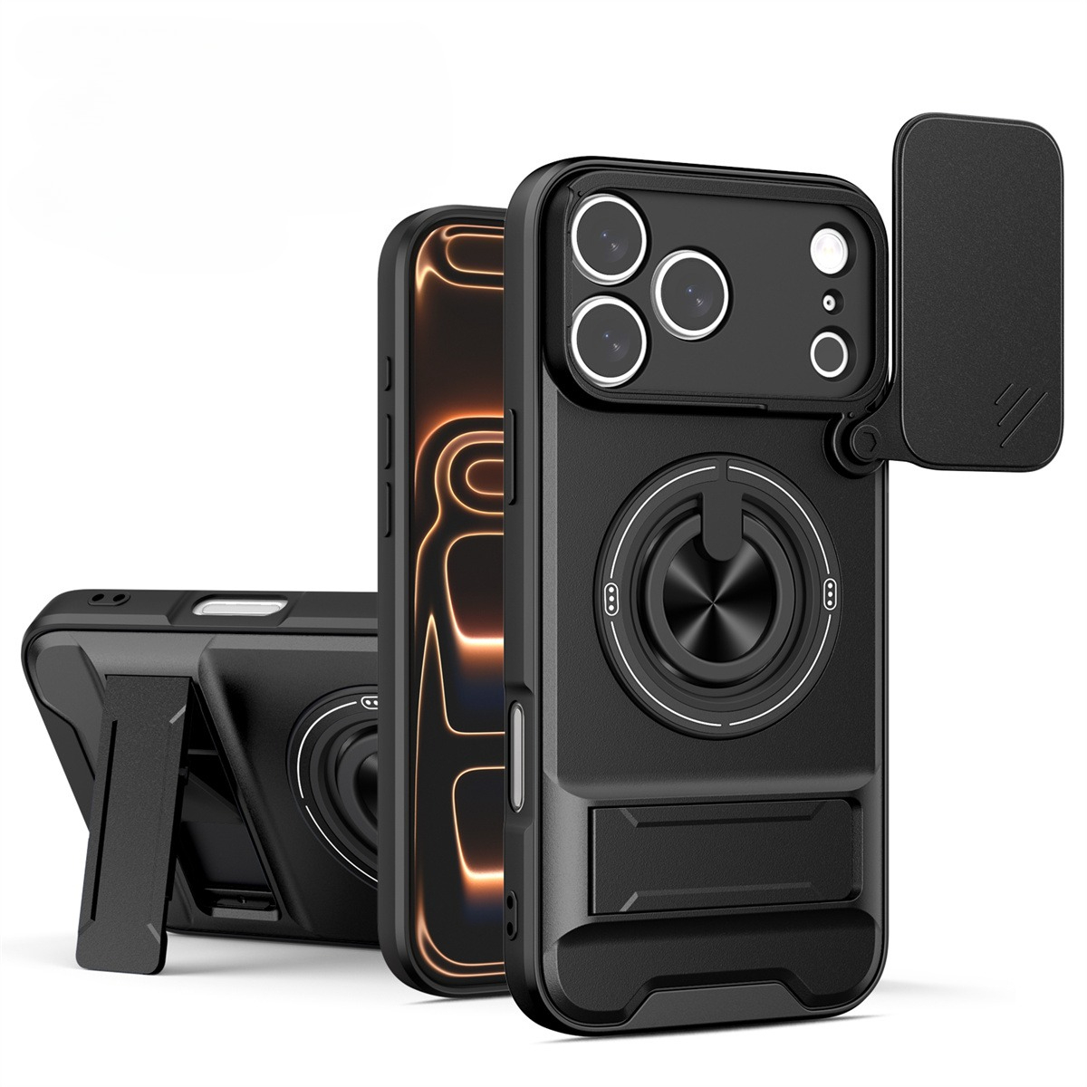 Ring Stand Case - เคสโทรศัพท์แม่เหล็กสำหรับ iPhone 11 12 13 14