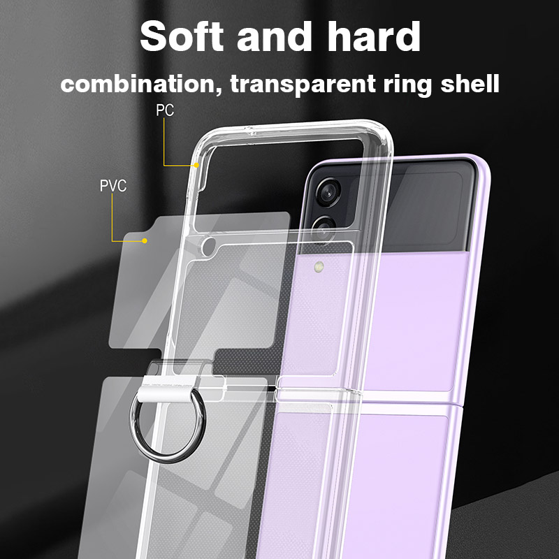 Flip Leather Case - เคสกันกระแทกใสสำหรับ Samsung Galaxy Z Flip Fold