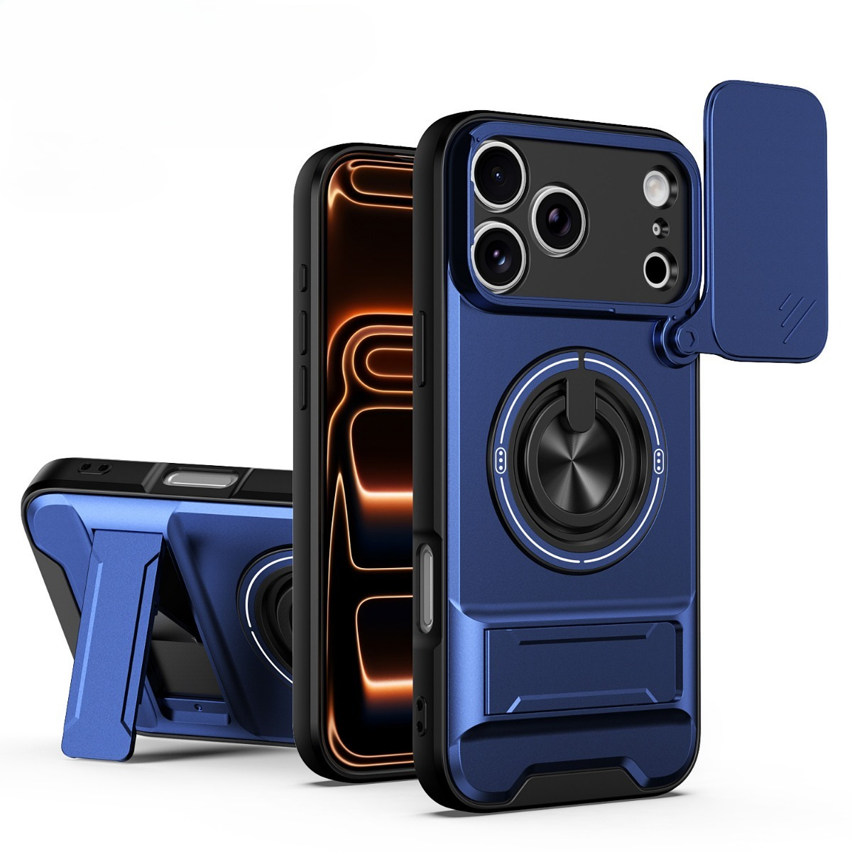 Ring Stand Case - เคสโทรศัพท์หรูหราพร้อมที่จับแม่เหล็กหมุนได้ 360 องศา สำหรับ iPhone 17