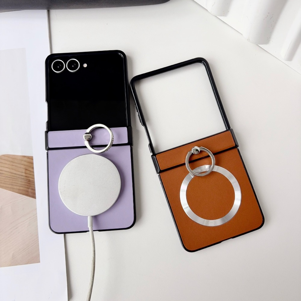 Ring Stand Case - เคสโทรศัพท์หนังแม่เหล็ก Magsafe พร้อมขาตั้งและที่จับแหวน ป้องกันเต็มรูปแบบ สำหรับ Samsung