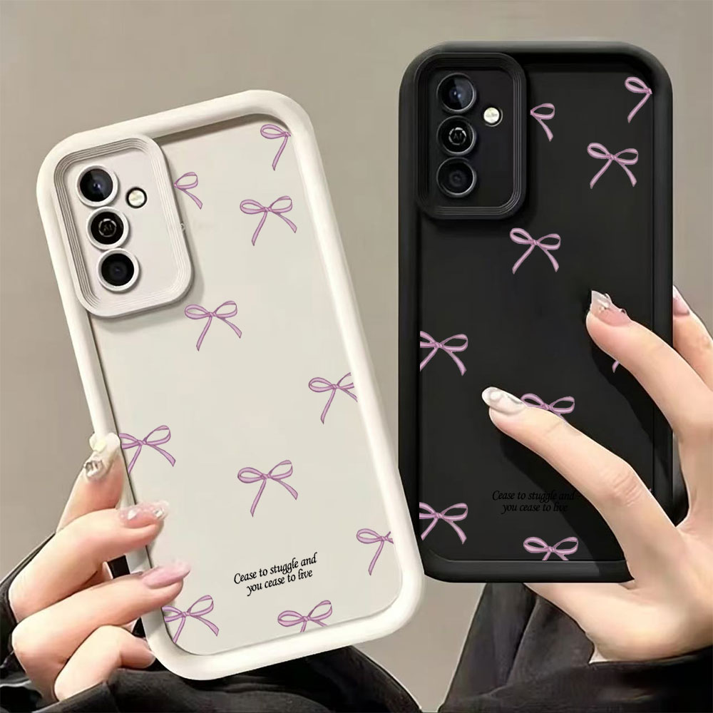 Phone Cases Pink - เคสโทรศัพท์ TPU นิ่มลายโบว์สีชมพู สำหรับ Samsung Galaxy