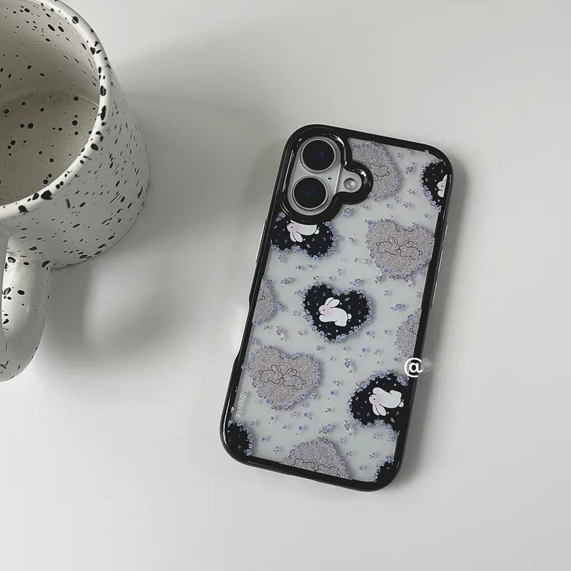 Phone Cases Cool Girl - เคสโทรศัพท์อะคริลิกลายกระต่ายดอกไม้สีม่วงสไตล์เกาหลีเรโทรสำหรับ iPhone 17 Pro 16 15