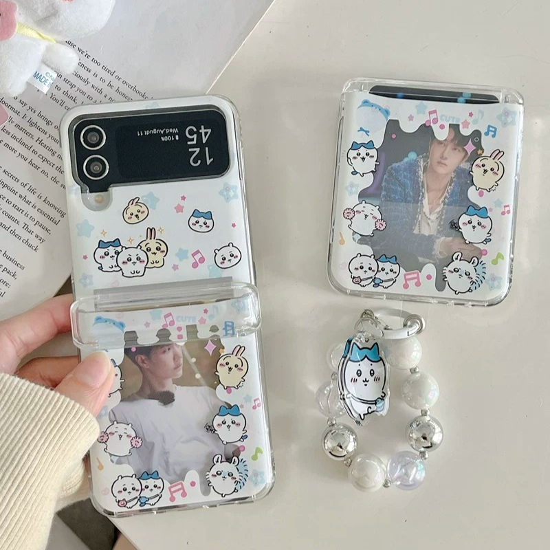 Cute Anime Case - เคสโทรศัพท์ลายการ์ตูนญี่ปุ่นน่ารัก Chiikawa พร้อมช่องใส่บัตร สำหรับ Samsung Galaxy