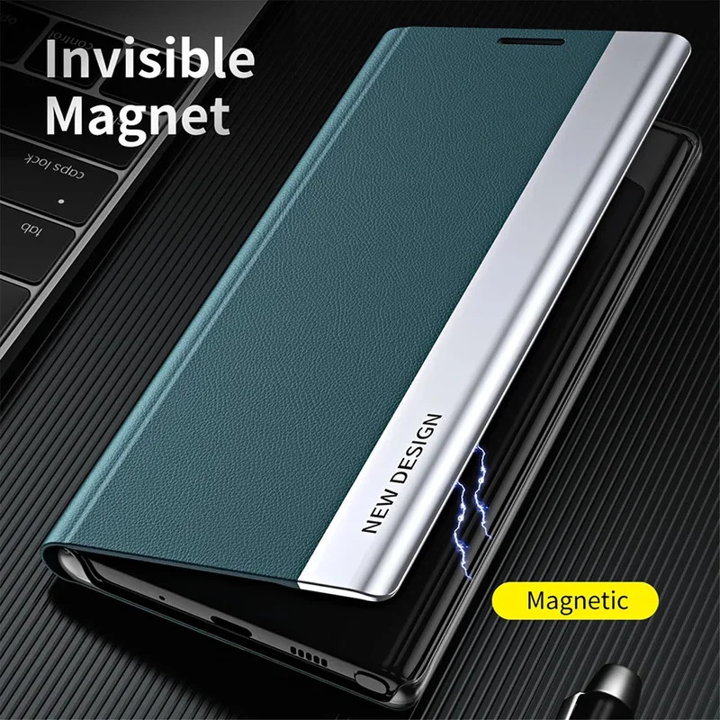 Flip Leather Case - เคสโทรศัพท์หนังหรูหราแบบพับได้ สำหรับ Samsung Galaxy S26 S25