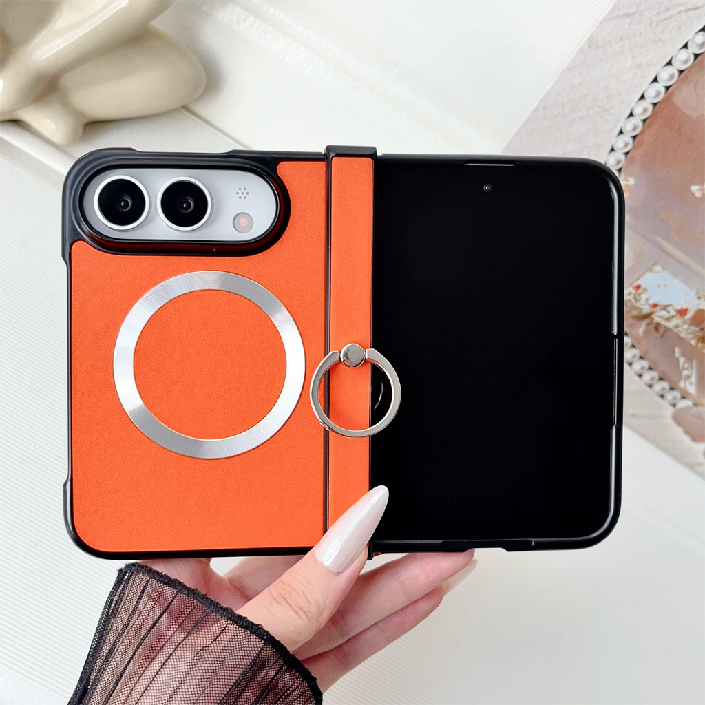 Ring Stand Case - เคสโทรศัพท์หนังแม่เหล็ก Magsafe ป้องกันเต็มรูปแบบ พร้อมขาตั้งและที่จับแหวน สำหรับ Apple