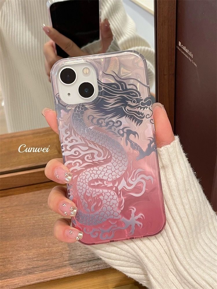 เคสโทรศัพท์ลายมังกรจีนไล่เฉดสี - Phone Cases Pink บทวิจารณ์และราคา