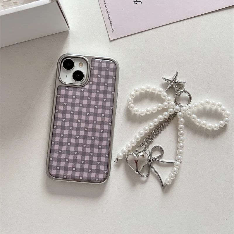 เคสโทรศัพท์ลายตารางสีชมพูม่วงร - Phone Cases Cool Girl บทวิจารณ์และราคา
