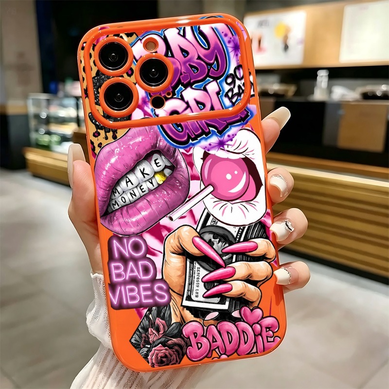 เคสโทรศัพท์ลายกราฟฟิตี้รูปปากส - Phone Cases Pink บทวิจารณ์และราคา