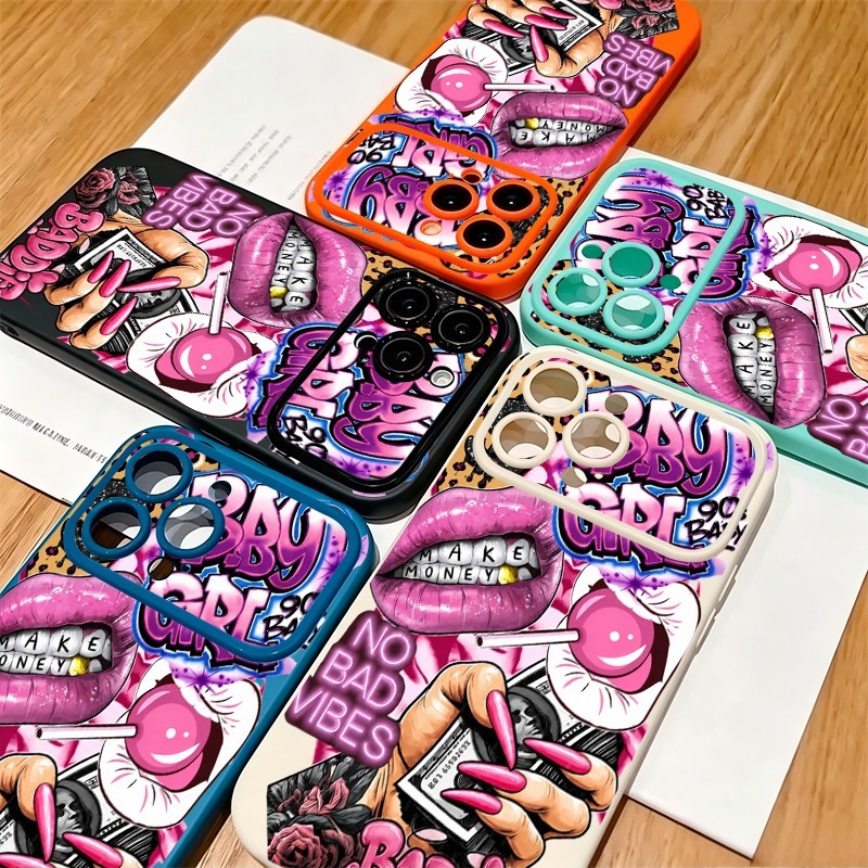เคสโทรศัพท์ลายกราฟฟิตี้รูปปากส - Phone Cases Pink บทวิจารณ์และราคา