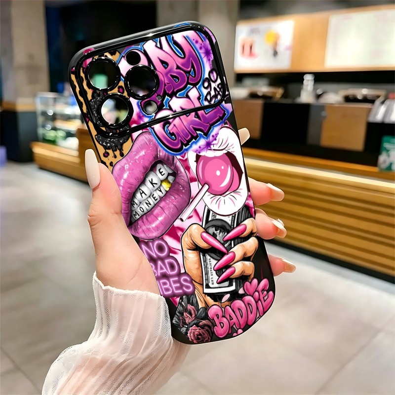 เคสโทรศัพท์ลายกราฟฟิตี้รูปปากส - Phone Cases Pink บทวิจารณ์และราคา