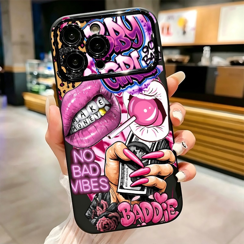 เคสโทรศัพท์ลายกราฟฟิตี้รูปปากส - Phone Cases Pink บทวิจารณ์และราคา