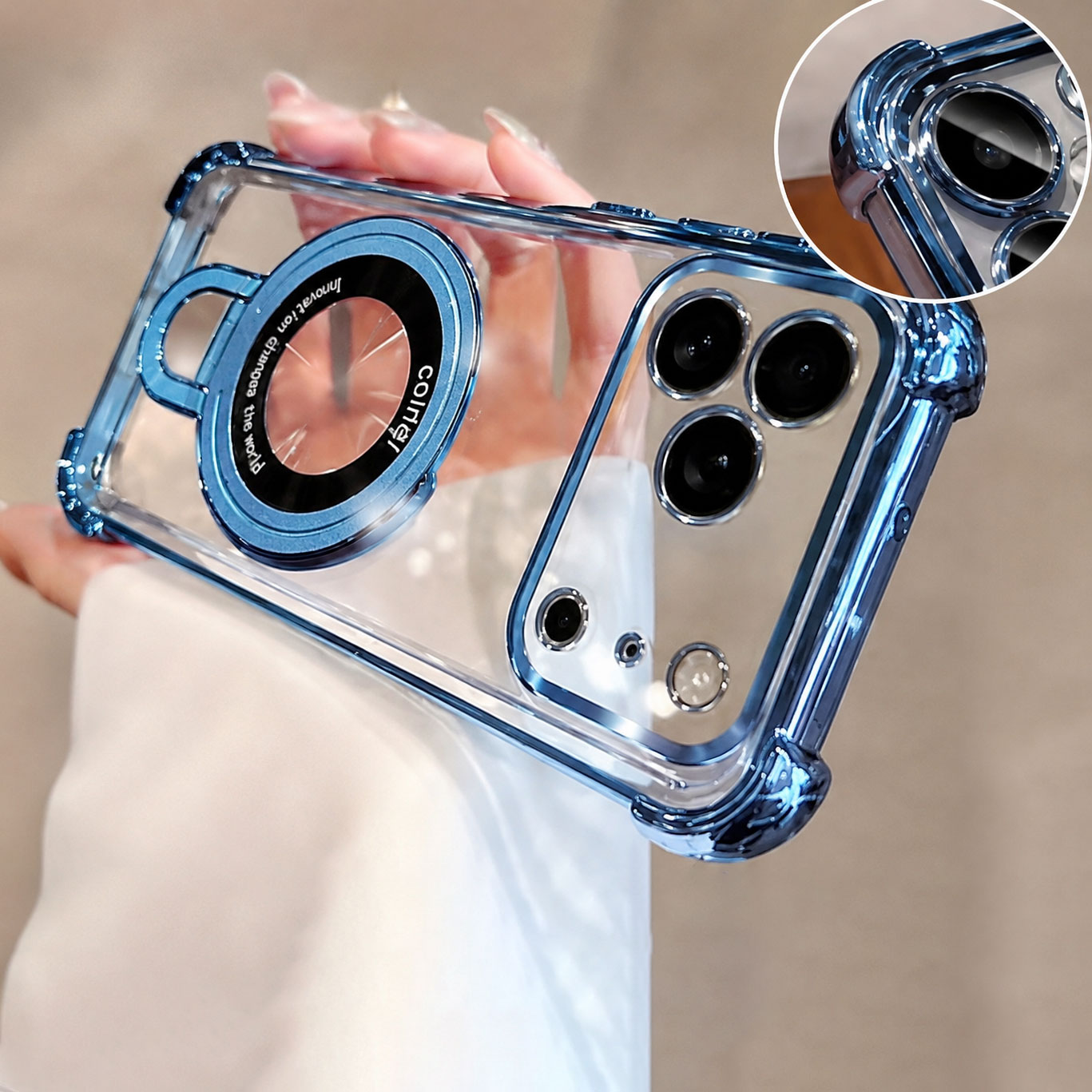 เคสโทรศัพท์หรูหราแบบใสเคลือบเง - Ring Stand Case บทวิจารณ์และราคา