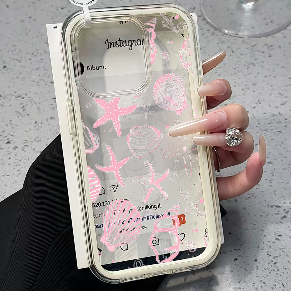 เคสโทรศัพท์ใสลายเปลือกหอยสีชมพ - Phone Cases Pink บทวิจารณ์และราคา