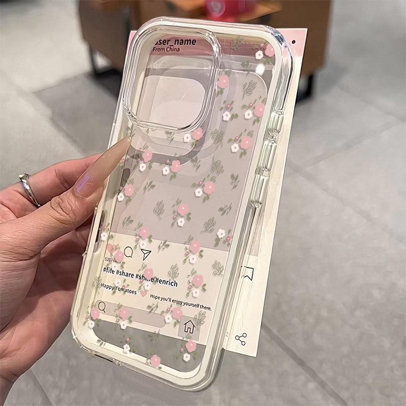 เคสโทรศัพท์ใส TPU นิ่มลายใบไม้ - Phone Cases Pink บทวิจารณ์และราคา