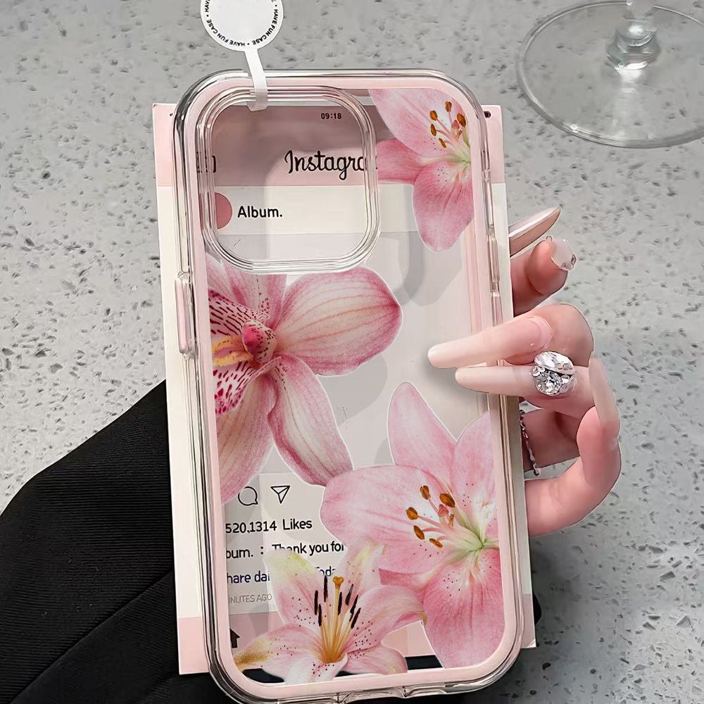 เคสโทรศัพท์ใสลายดอกลิลลี่สีชมพ - Phone Cases Pink บทวิจารณ์และราคา