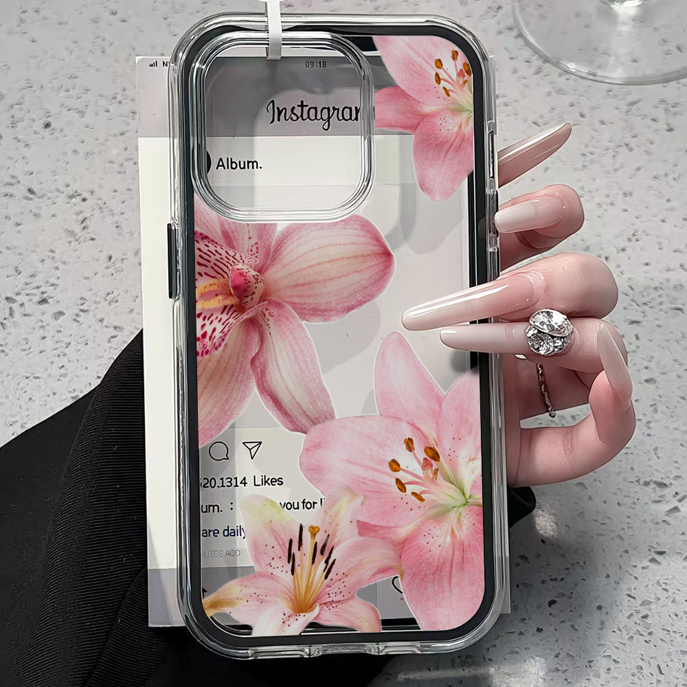 เคสโทรศัพท์ใสลายดอกลิลลี่สีชมพ - Phone Cases Pink บทวิจารณ์และราคา