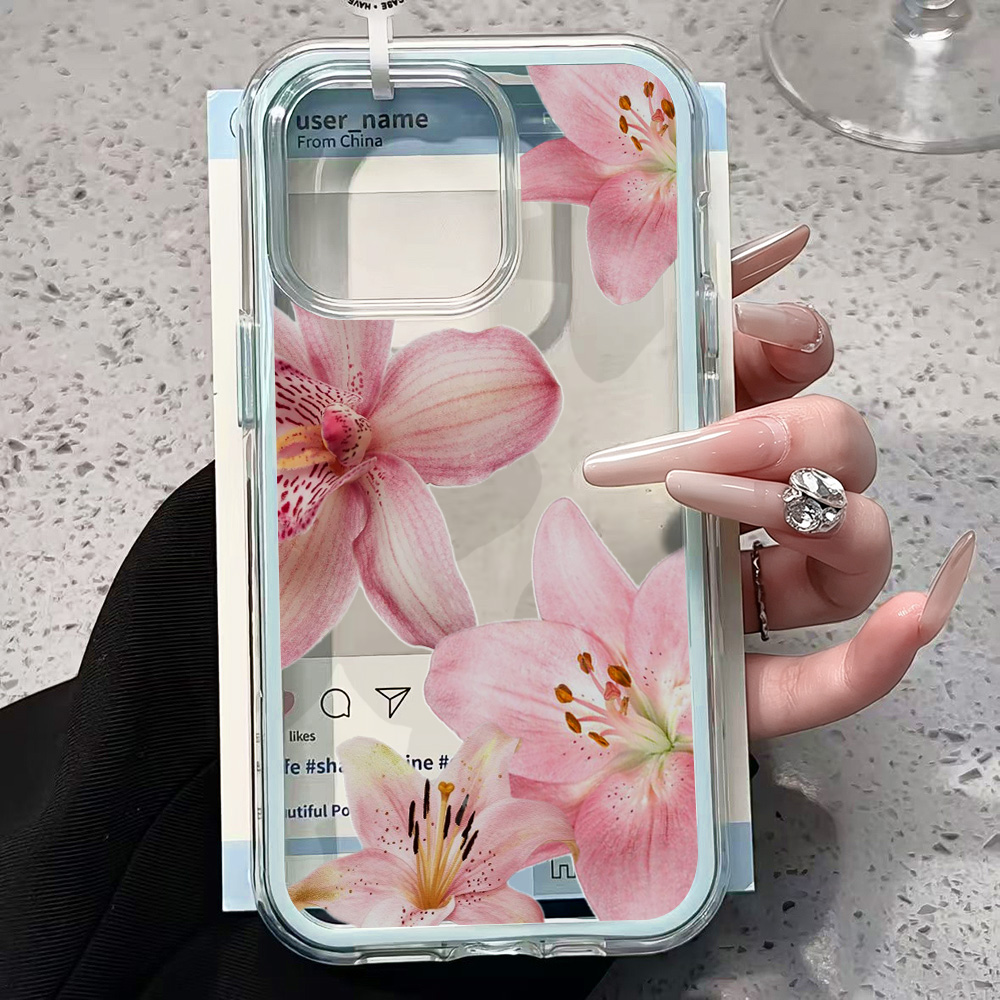 เคสโทรศัพท์ใสลายดอกลิลลี่สีชมพ - Phone Cases Pink บทวิจารณ์และราคา