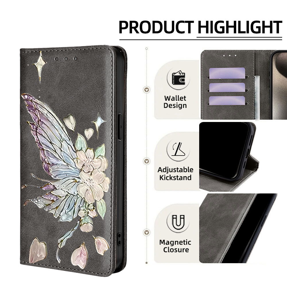 เคสหนังลายผีเสื้อแบบพับได้ ป้อ - Flip Leather Case บทวิจารณ์และราคา